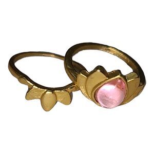 Matte Gold Pink Acrylic‎ Lotus Ring Set Size 5